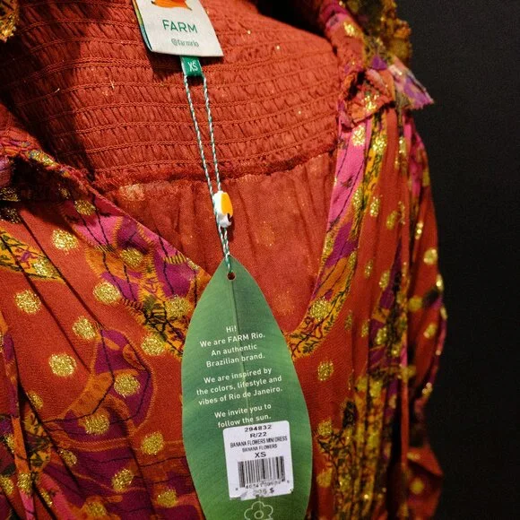 NWT Farm Rio Banana Flowers Mini Dress - XS - Picture 7 of 8